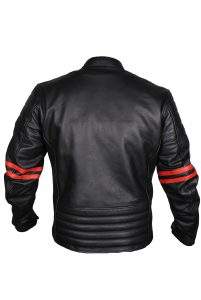 vintage-style leather cafe racer jacket