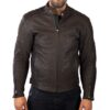 Chaqueta de moto de cuero marrón Invictus Cronos
