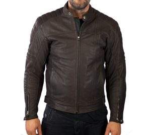 brown leather motorcycle jacket