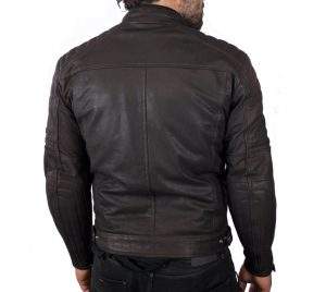 chaqueta de moto de cuero marron