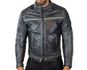 chaqueta de moto de cuero envejecido vintage