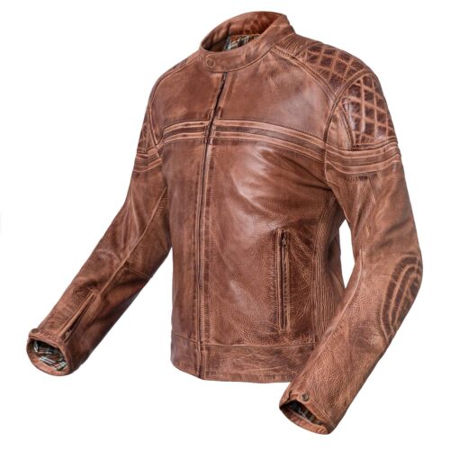Chaqueta de moto de cuero marrón Invictus Eros