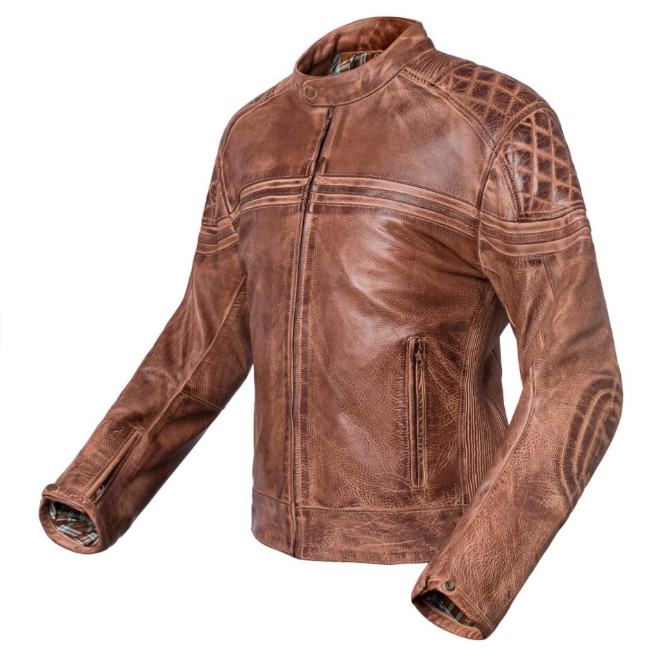 Chaqueta de moto de cuero marrón Invictus Eros Chaqueta de moto de cuero marrón Invictus Eros